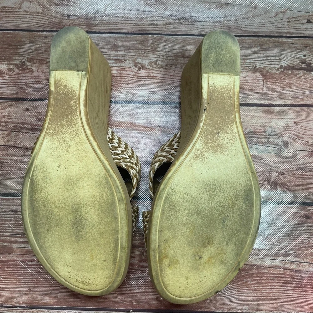 Mila Paoli Woven Straw Slip On Sandal With Cork Platform size 8